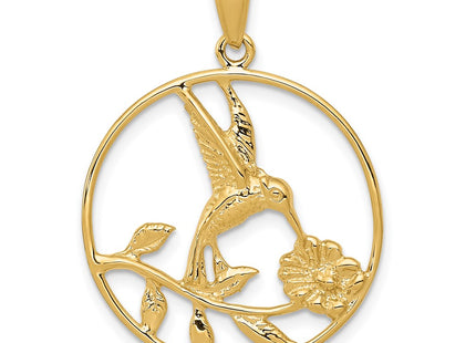 14K gold hummingbird pendant