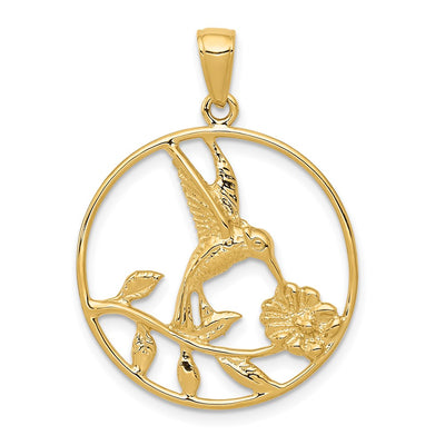 14K gold hummingbird pendant