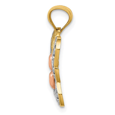 14K Two-tone w/White Rhodium Butterfly Pendant