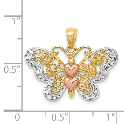 14K Two-tone w/White Rhodium Butterfly Pendant
