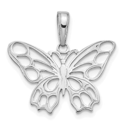 14K white gold butterfly pendant