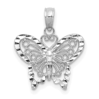 14K white gold butterfly pendant