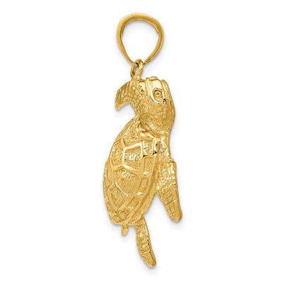 14K Sea Turtle Pendant, 36 x 27mm