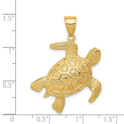 14K Sea Turtle Pendant, 36 x 27mm