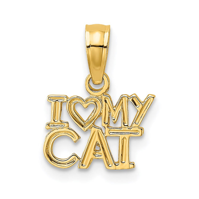 14k I Heart MY Cat Charm, 11 x 10mm