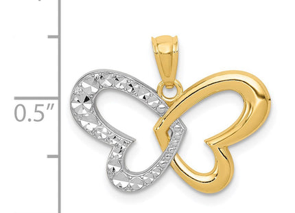 14k w/Rhodium Diamond Cut Butterfly Pendant (Style D4379)
