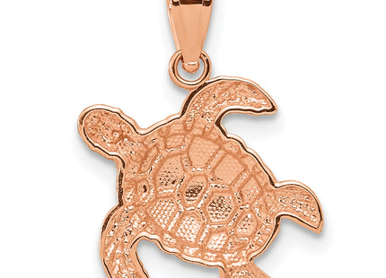 14k Rose Gold Diamond Cut Turtle Pendant