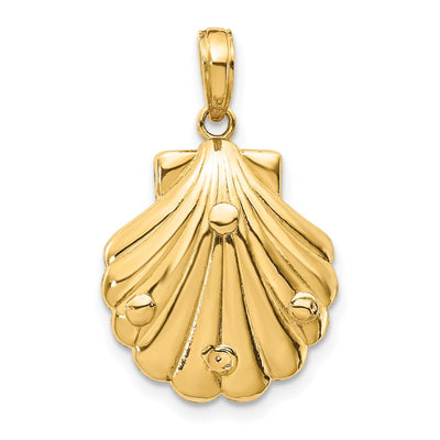 14K Seahorse in a Shell Pendant