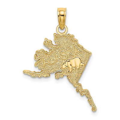 14K Polished/Textured ALASKA Map Charm