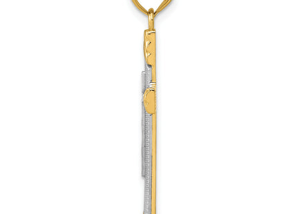 14k w/Rhodium Cross Pendant, 33.75 x 16.3mm