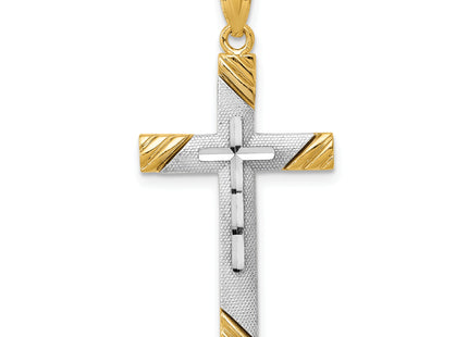 14k w/Rhodium Cross Pendant, 33.75 x 16.3mm