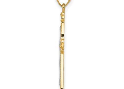 14K w/Rhodium Diamond-Cut Cross Pendant (Style D4414)