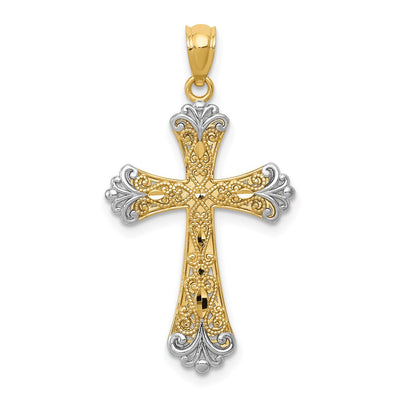 14K w/Rhodium Reversible Cross Pendant
