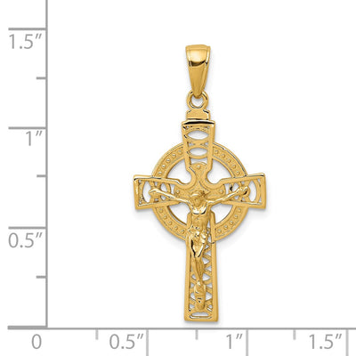 14K Polished Celtic Crucifix Pendant