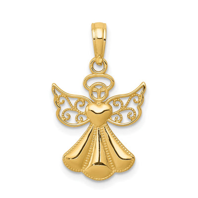 14K gold guardian angel pendant