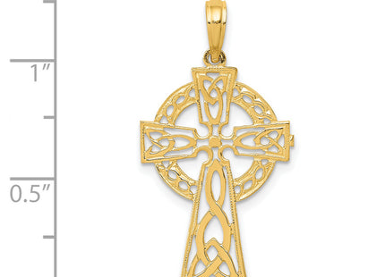 14k Polished Celtic Cross Pendant, 30 x 18mm