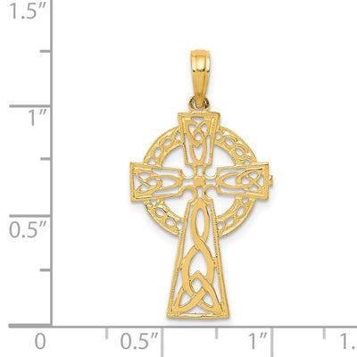 14K Polished Celtic Cross Pendant, 30 x 18mm