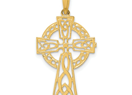 14k Polished Celtic Cross Pendant, 30 x 18mm