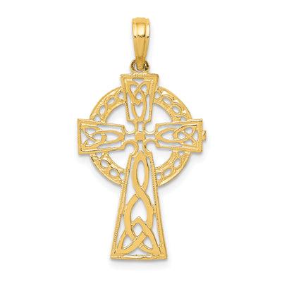 14K Polished Celtic Cross Pendant, 30 x 18mm