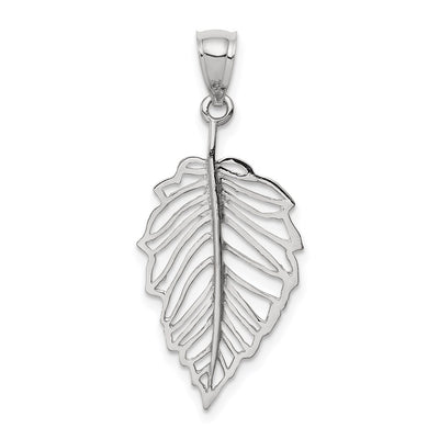 14K white gold leaf pendant