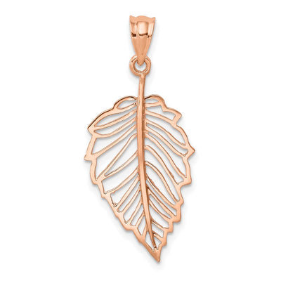 14K rose gold leaf pendant
