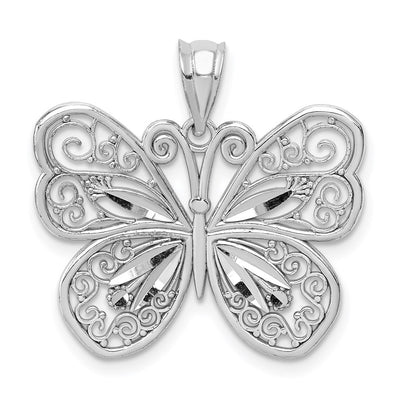 14K white gold butterfly pendant