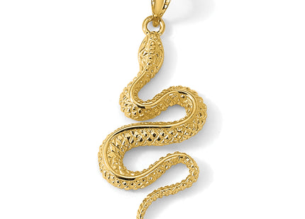 14K Polished Textured Snake Pendant