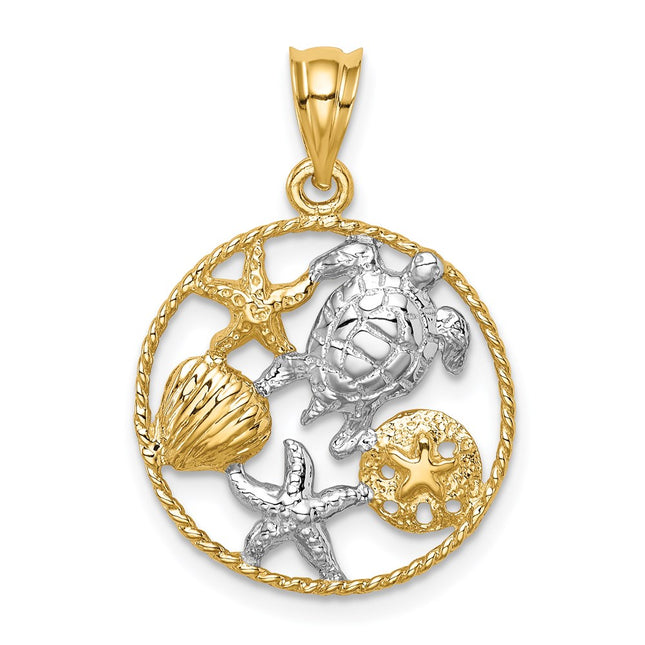 14k Yellow & Rhodium Pendants Style D4505 - Classique Jewelry Inc.