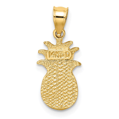 14K Brushed & Diamond-cut Pineapple Pendant