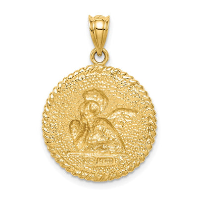 14K Brushed Angel Pendant