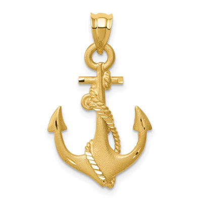 14K gold anchor pendant