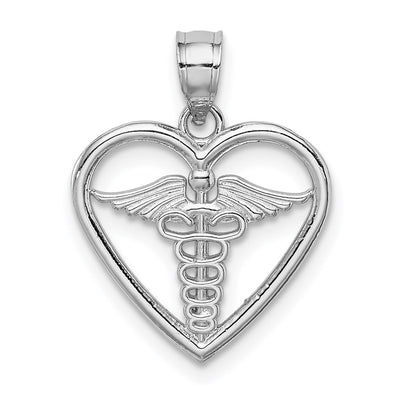 14K white gold heart pendant