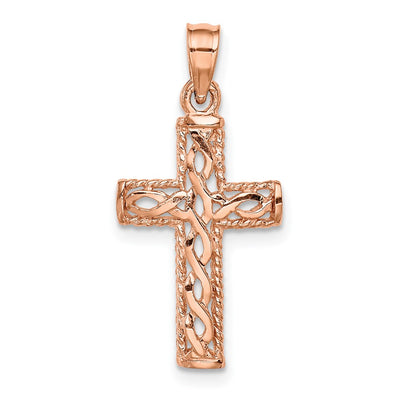 14K rose gold cross pendant
