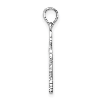 14K White Polished Cross Pendant, 26mm