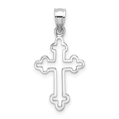 14K White Polished Cross Pendant, 26mm