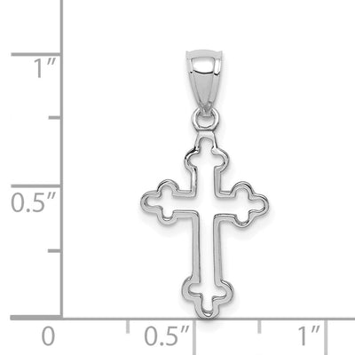 14K White Polished Cross Pendant, 26mm