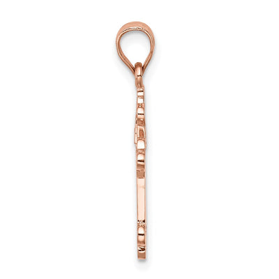 14K Rose Polished Cross Pendant, 26mm