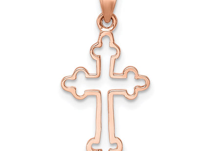 14K rose gold cross pendant, another view