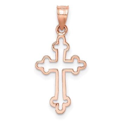 14K Rose Polished Cross Pendant, 26mm
