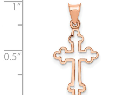 14K Rose Polished Cross Pendant, 26mm