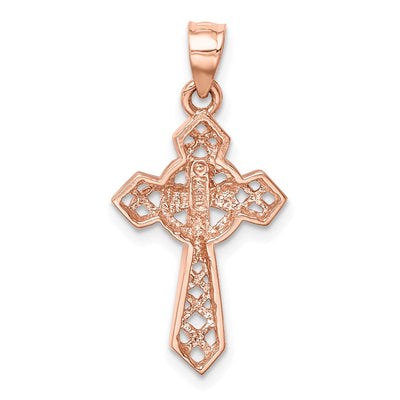 14K Rose Polished Cross Pendant, 25 x 14mm