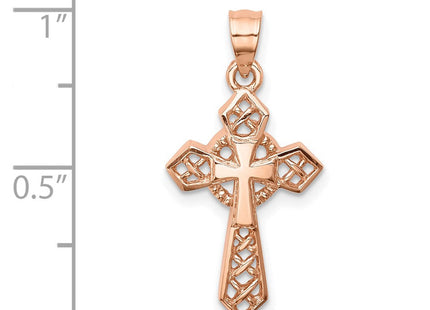 14K Rose Polished Cross Pendant (Style D4654)