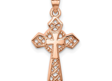 14K Rose Polished Cross Pendant (Style D4654)