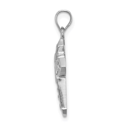 14K White Polished Cross Pendant, 25 x 14mm