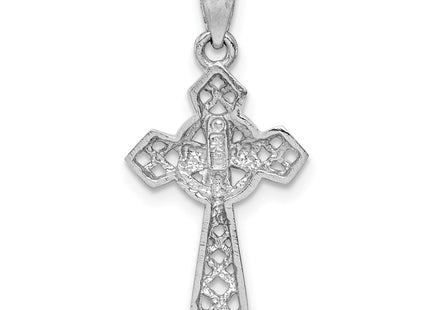 14K white gold cross pendant, another view