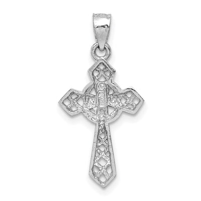 14K White Polished Cross Pendant, 25 x 14mm