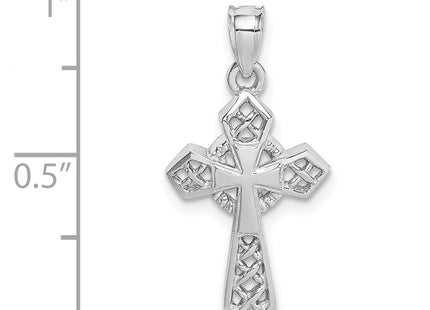 14K white gold cross pendant, further view