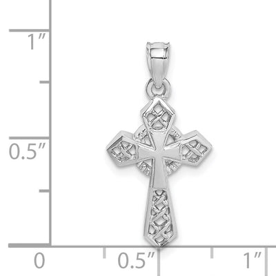 14K White Polished Cross Pendant, 25 x 14mm