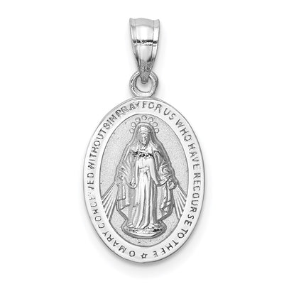 14K white gold miraculous medal pendant