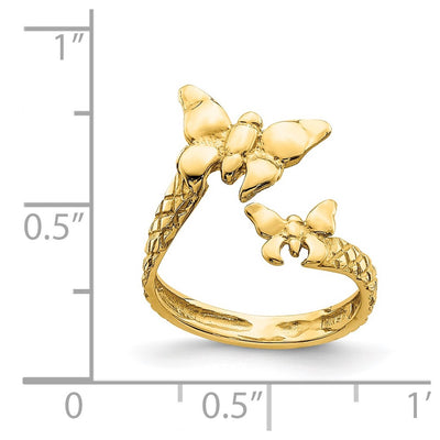 14K Polished & Textured Butterfly Toe Ring